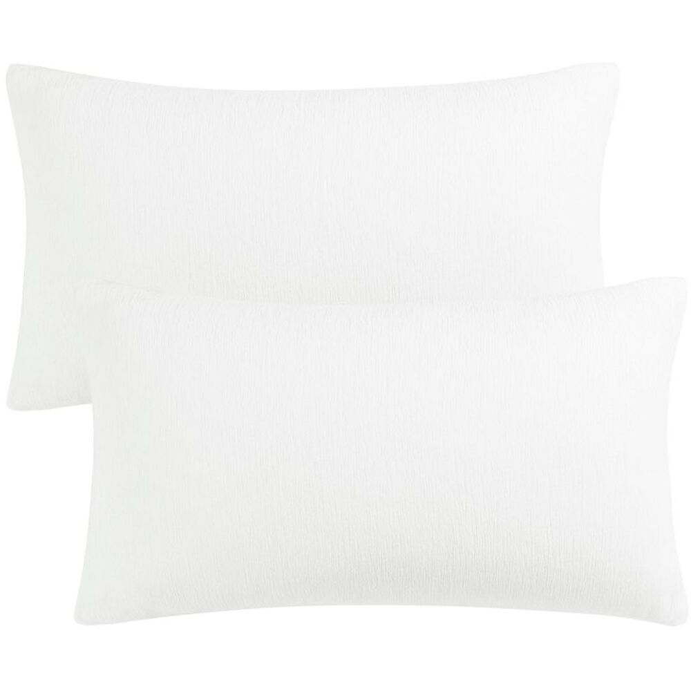 Set of 2 Soft Chenille Throw Pillow Covers Water Repellent12"x20" White